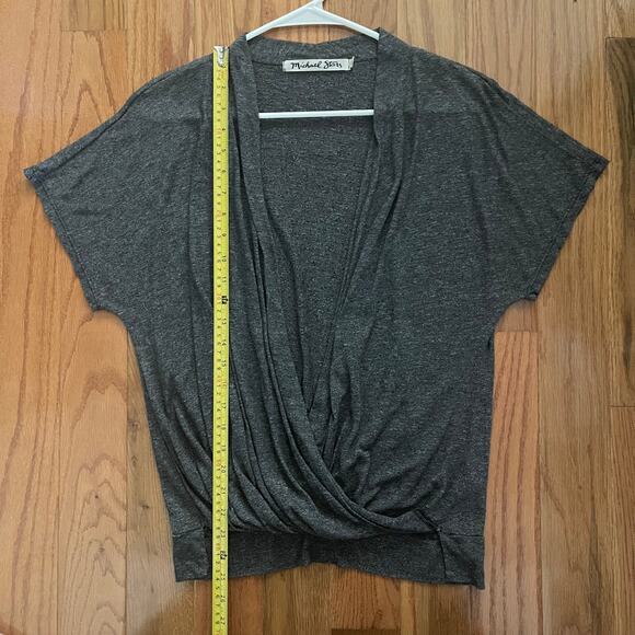 Michael Stars Surplice Top Womens O/S Heather Gray Classic Casual Basic Simple - Picture 7 of 7